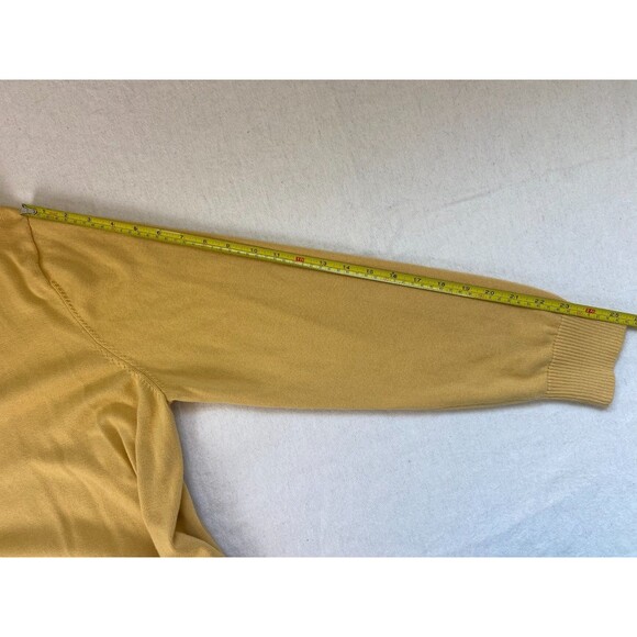 EUC Lands' End V-Neck Long Sleeve Sweater Men Large 42-44 Yellow Preppy Cotton - Picture 7 of 9